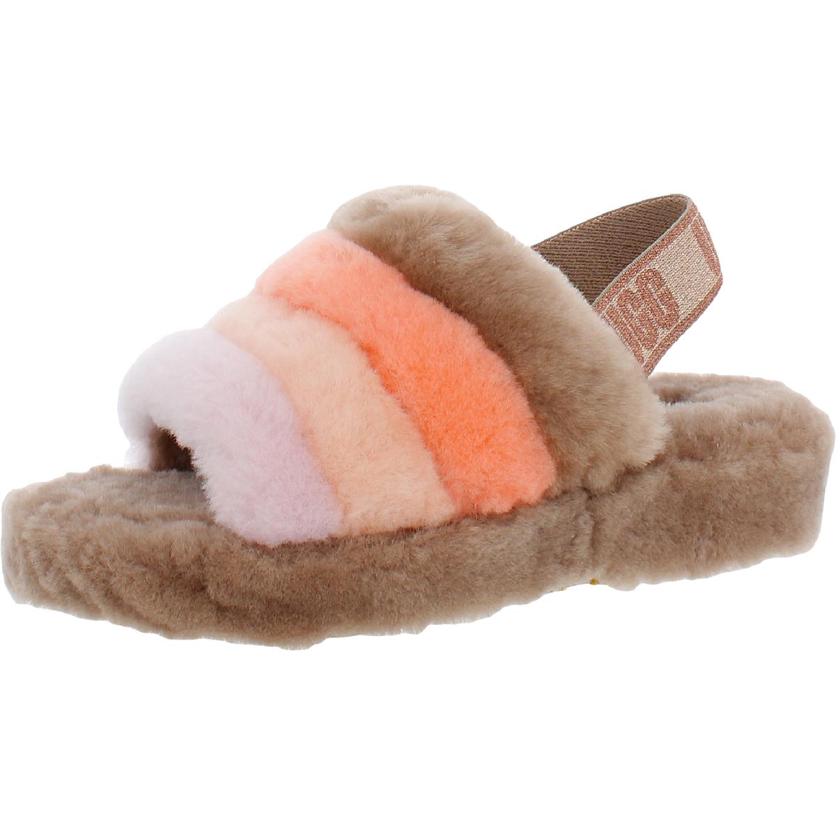 Женские шлепанцы из овечьей шерсти Ugg на плоской подошве, босоножки-горки, обувь BHFO 2229