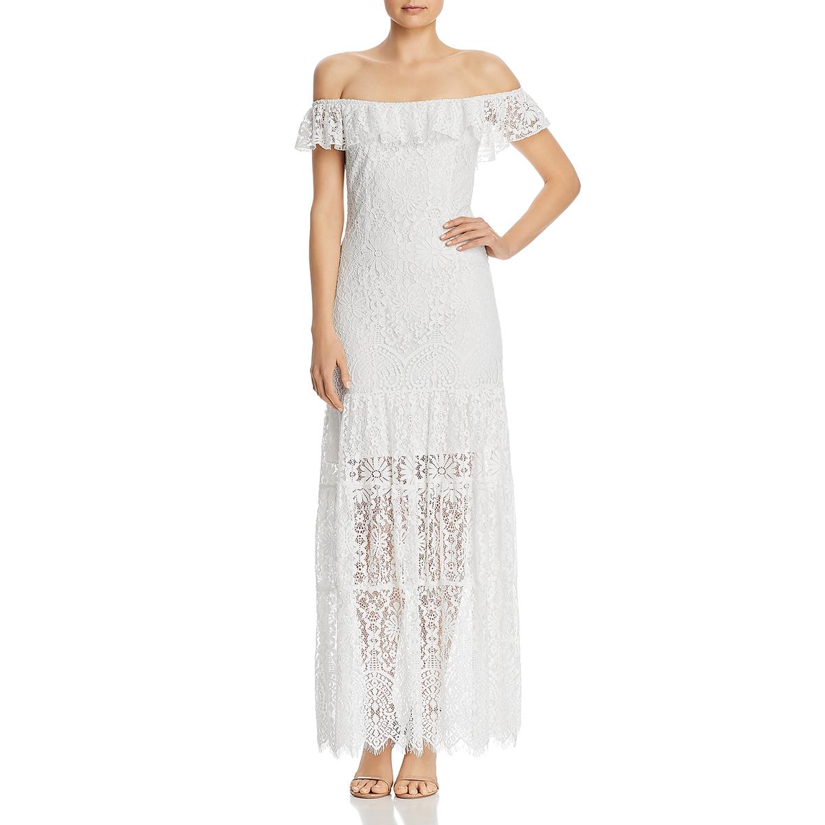 WAYF Womens Ivory Off-The-Shoulder Lace Daytime Maxi Dress M BHFO 2701 