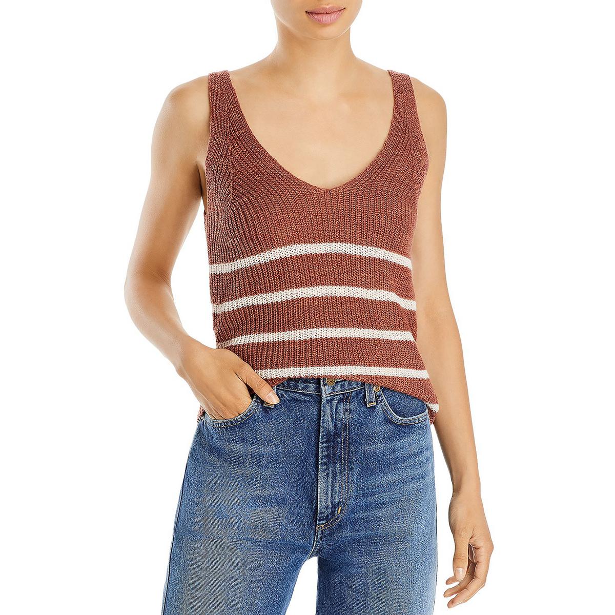 Faherty Womens Mirimar Ribbed Knit Linen Blend Tank Top Sweater