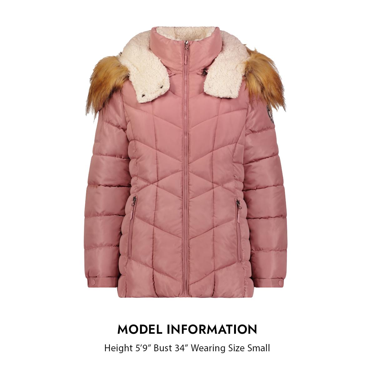 Reebok Puffer Coat for Women-Winter Coat with Sherpa lined Faux Fur Hood - Picture 20 of 25