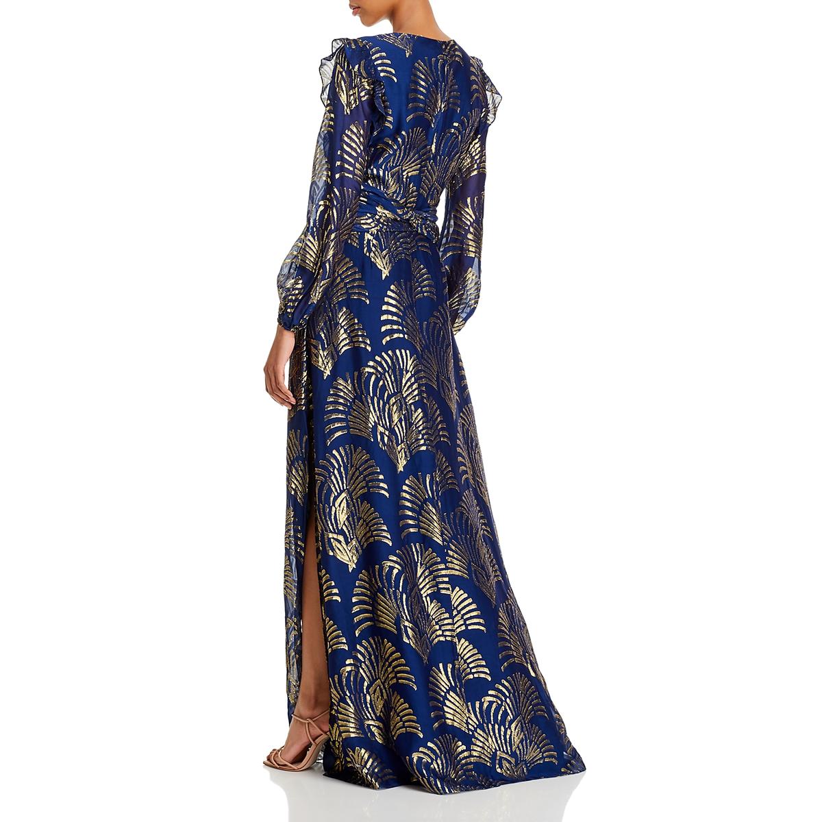 rachel zoe lennon metallic embroidered gown