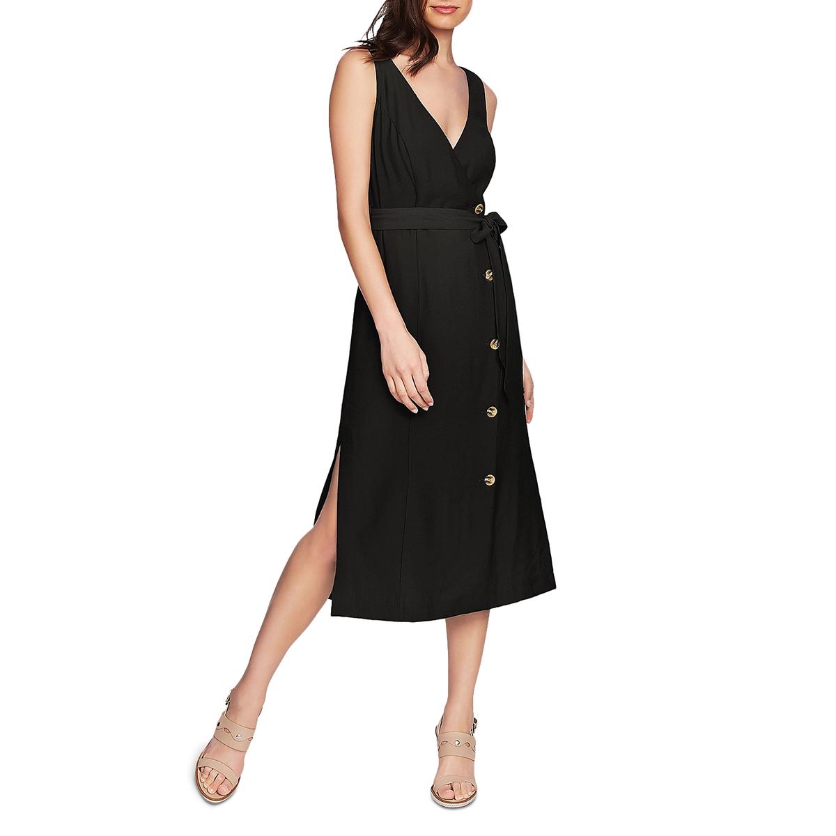1.State Womens Black Button-Down Faux-Wrap Daytime Midi Dress 10 BHFO 4079 | eBay