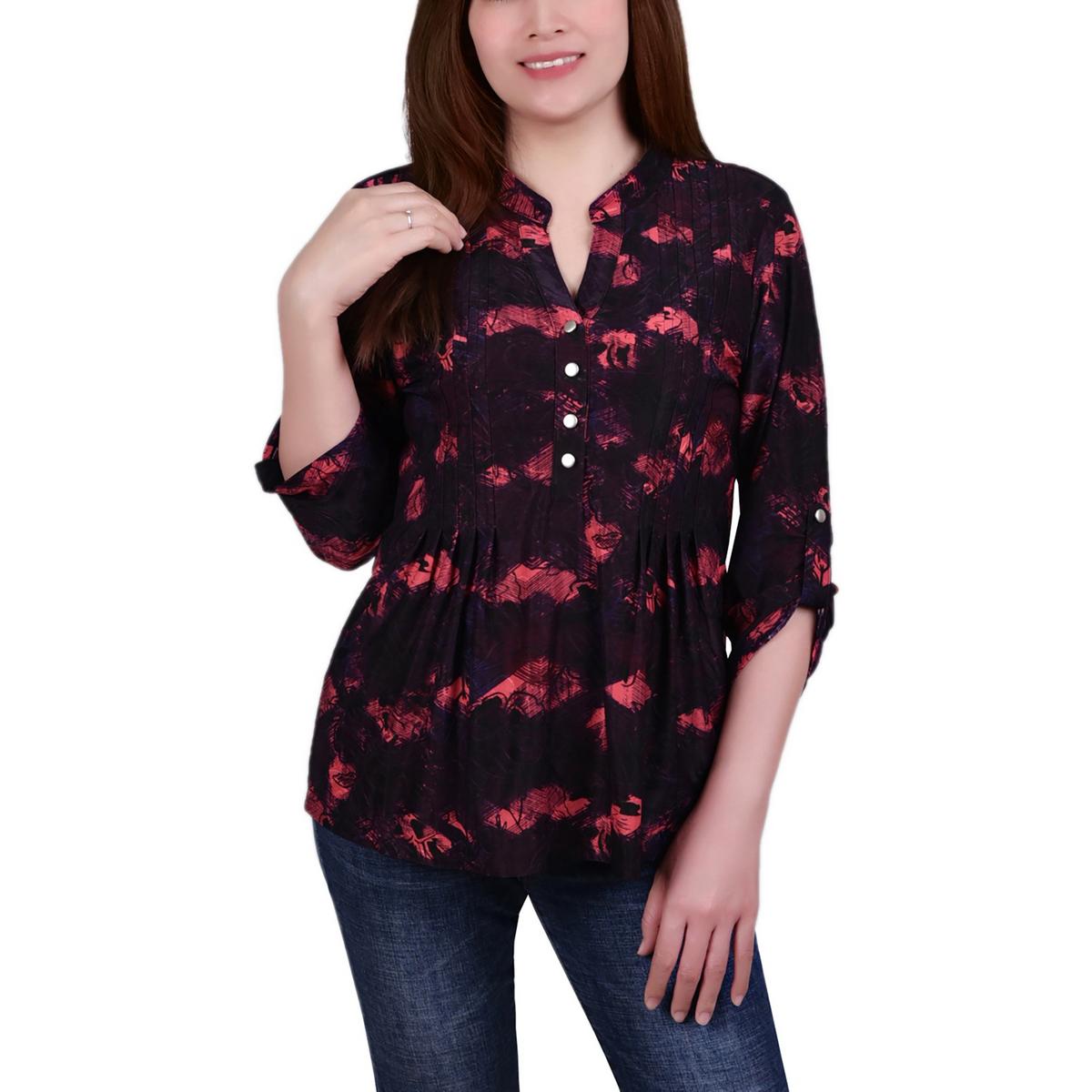 NY Collection Womens Pintuck Top Blouse Shirt Petites BHFO 5175 - Picture 8 of 8