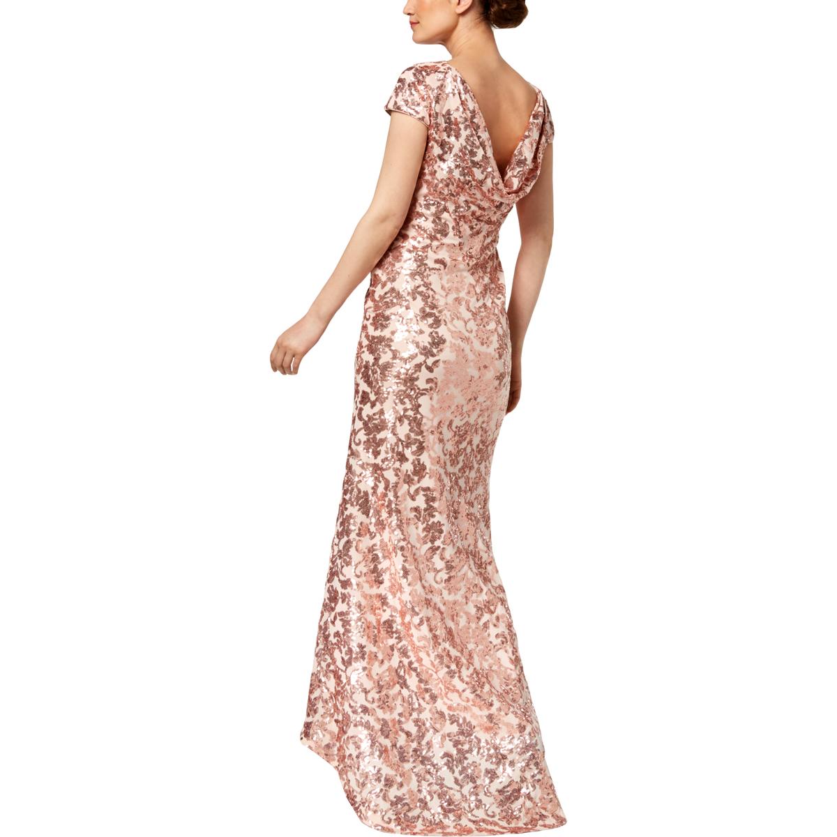 Calvin Klein Womens Pink Draped-Back Sequined Evening Dress Gown 8 BHFO ...