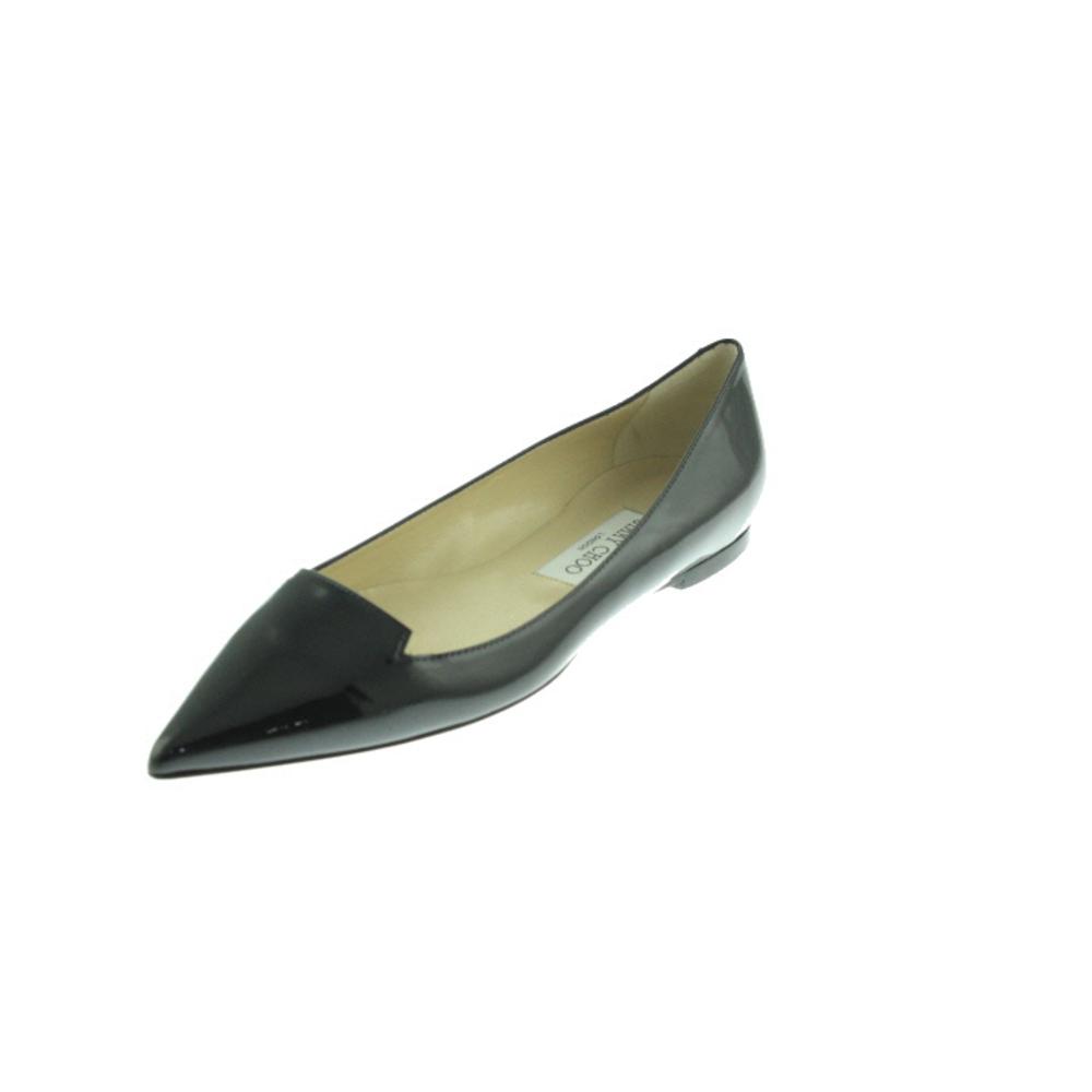JIMMY CHOO 6343 NEW Womens Black Patent Leather Pointy-Toe Flats Shoes ...