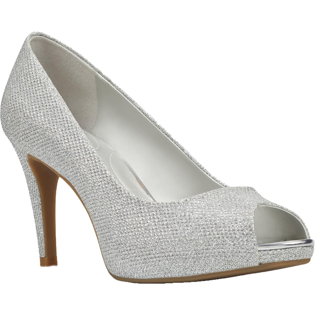 Bandolino Womens Rainaa 2 Silver Peep-Toe Heels Shoes 8.5 Medium (B,M ...