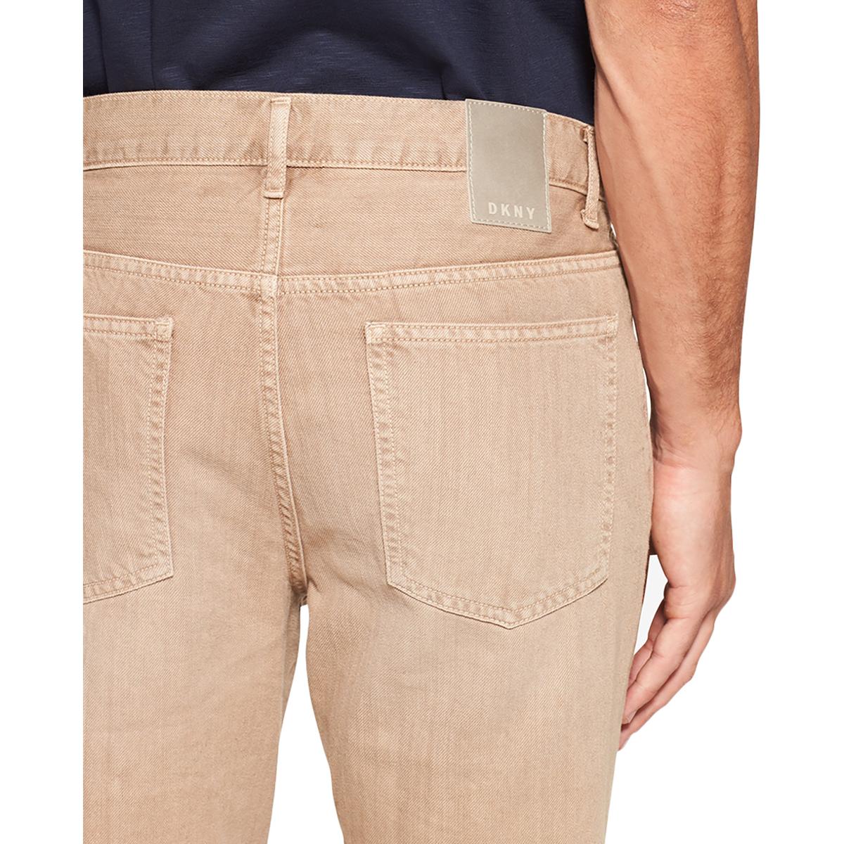 DKNY Mens St Marks Tan Denim FivePocket Flat Front Slim Jeans 40/32