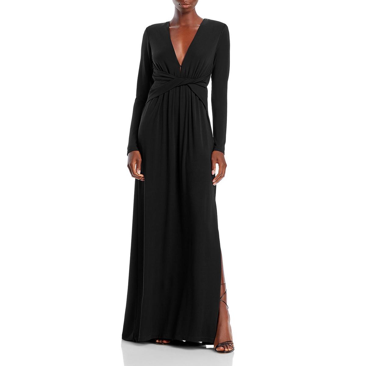 Ramy Brook Womens Plunging Gathered Long Sleeve Evening Dress Gown BHFO ...