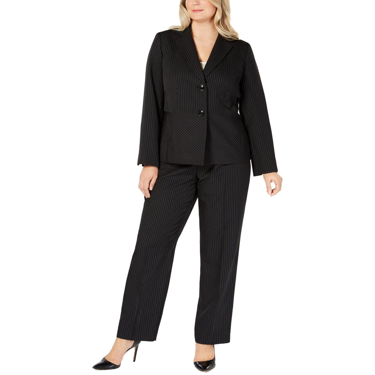 Le Suit Womens Black Professional Business Wear 2PC Pant Suit Plus 18W ...