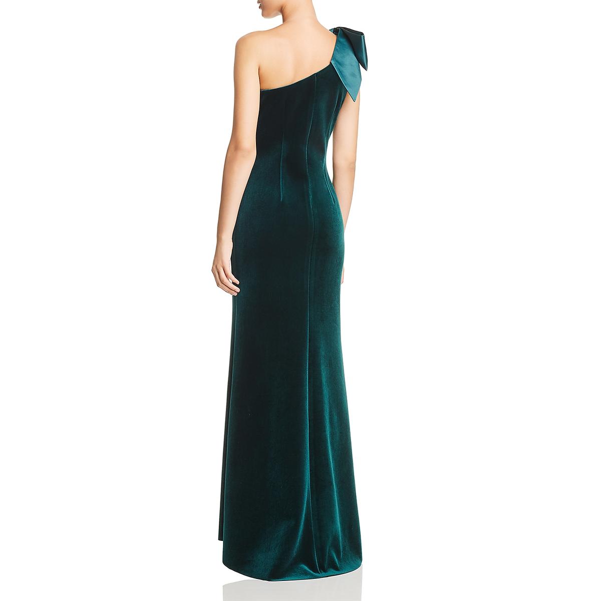 Eliza J Womens Green Velvet One Shoulder Formal Evening Dress Gown 4 ...