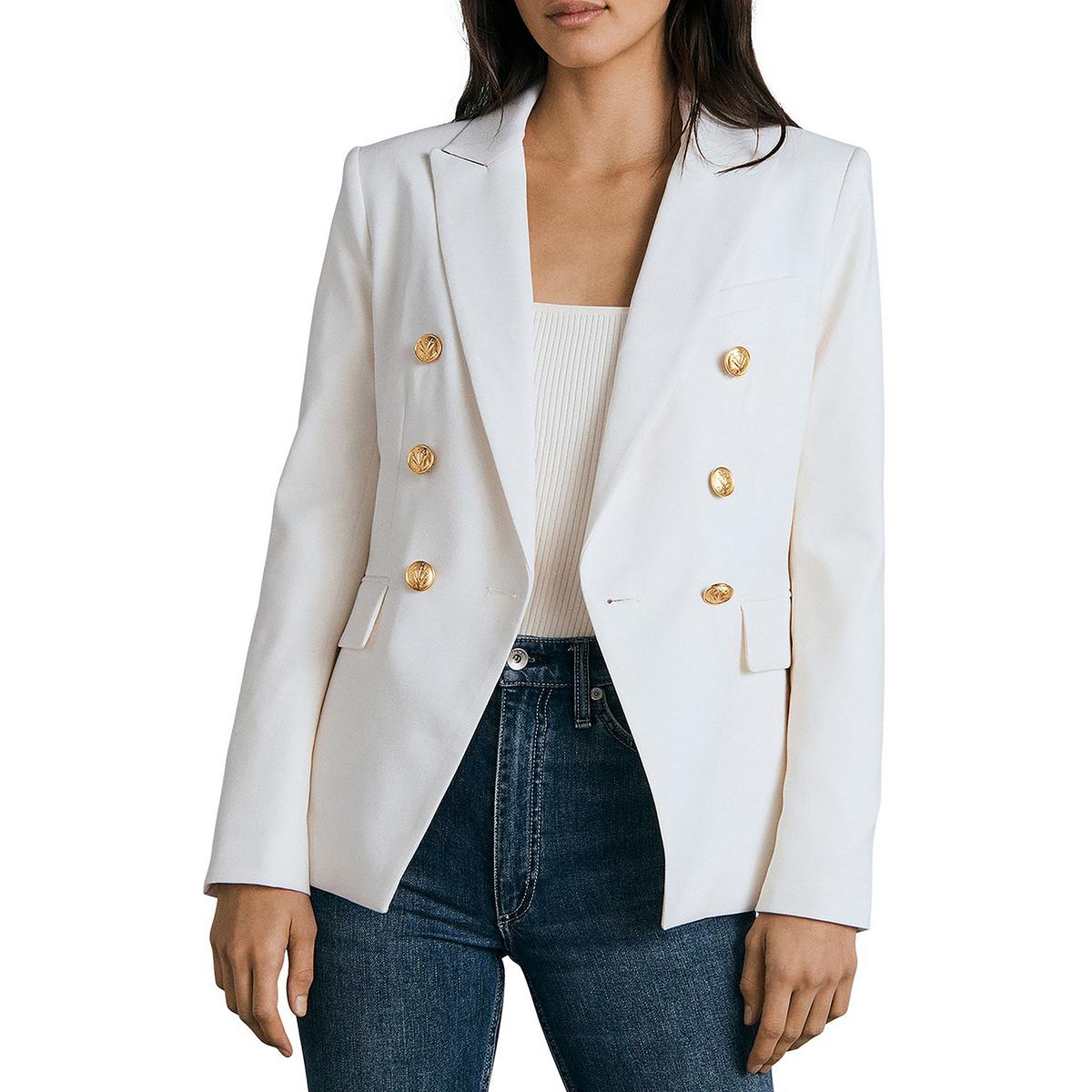 Pre-owned Rag & Bone Womens Preston Wool Blend Double-breasted Blazer Jacket Bhfo 5764 In White