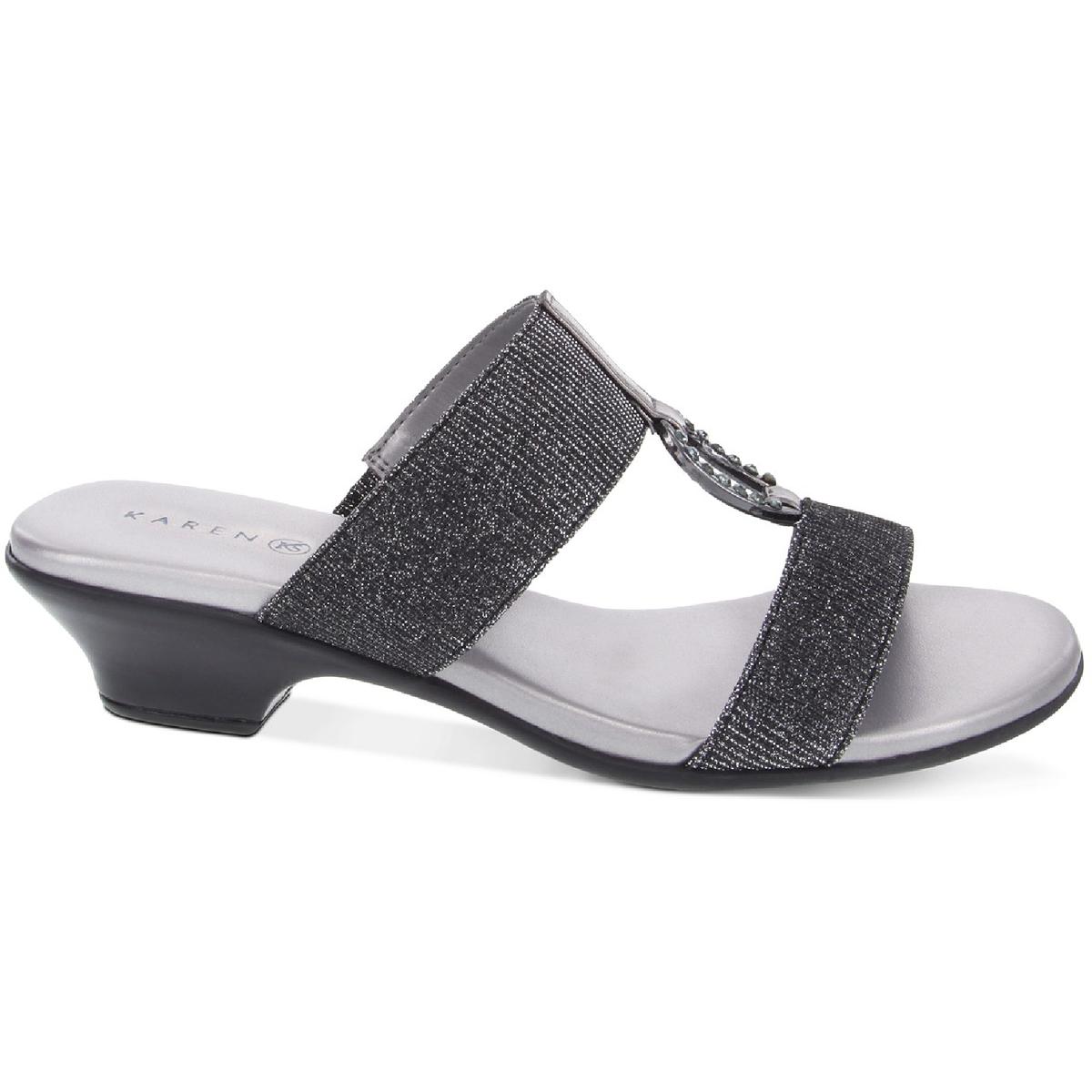 Karen Scott Womens Eanna Textured Man Made Open Toe Kitten Heels Shoes BHFO  4210