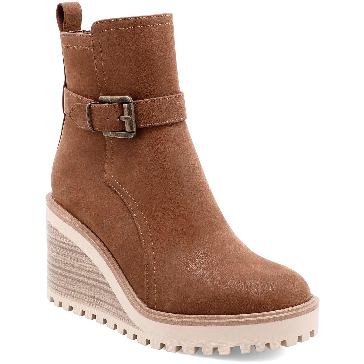 Mia Womens Cleste Buckle Wedge Boots BHFO 8743 - Picture 4 of 6