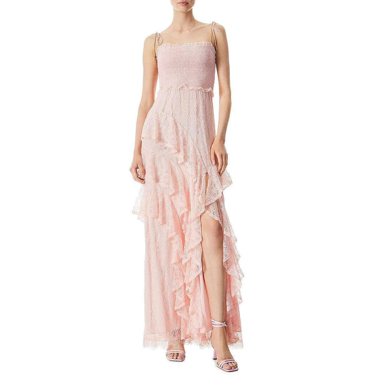 Pre-owned Alice And Olivia Womens Jocelyn Smocked Long Wedding Maxi Dress Bhfo 3645 In Pink