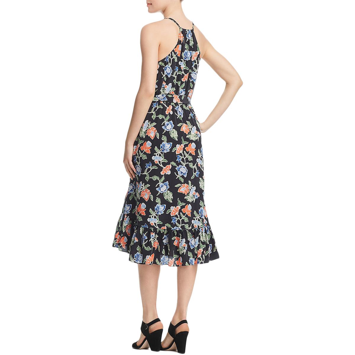 Joie Womens Deme Black Silk Floral Ruffled Midi Dress XXS BHFO 2869 | eBay