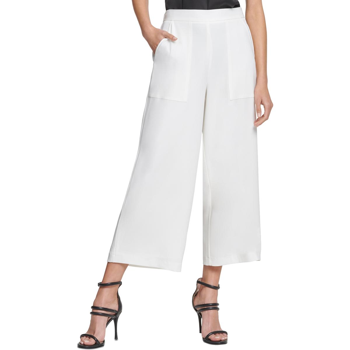 DKNY Womens Ivory Knit Wide Leg Pull On Cropped Pants XL BHFO 9581 | eBay