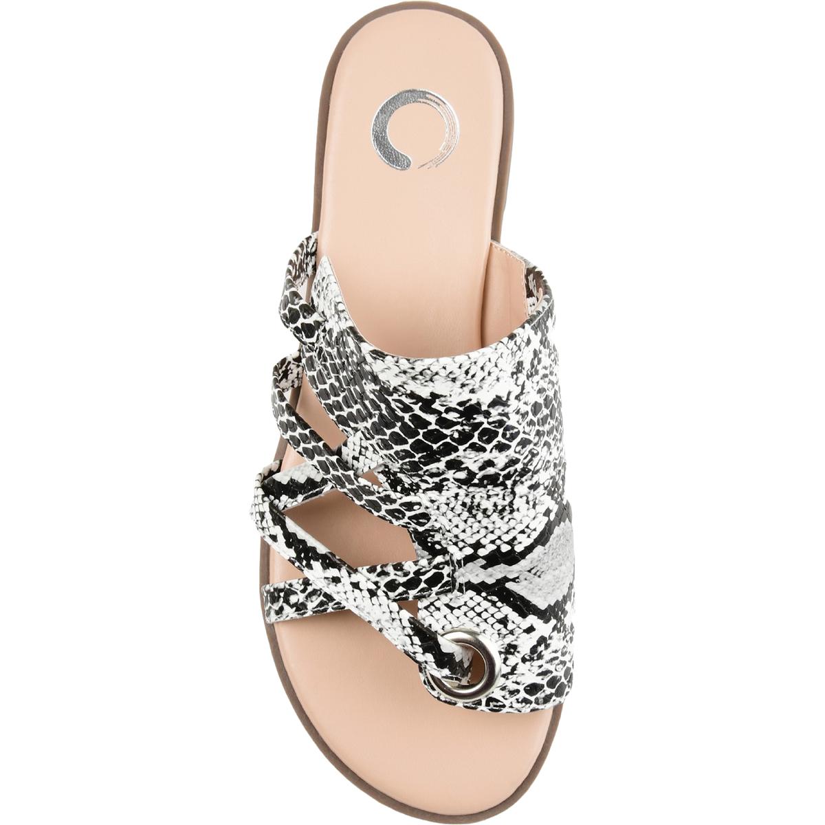 Journee Collection Womens Hasten Faux Leather Flat Sandals Shoes BHFO 3690