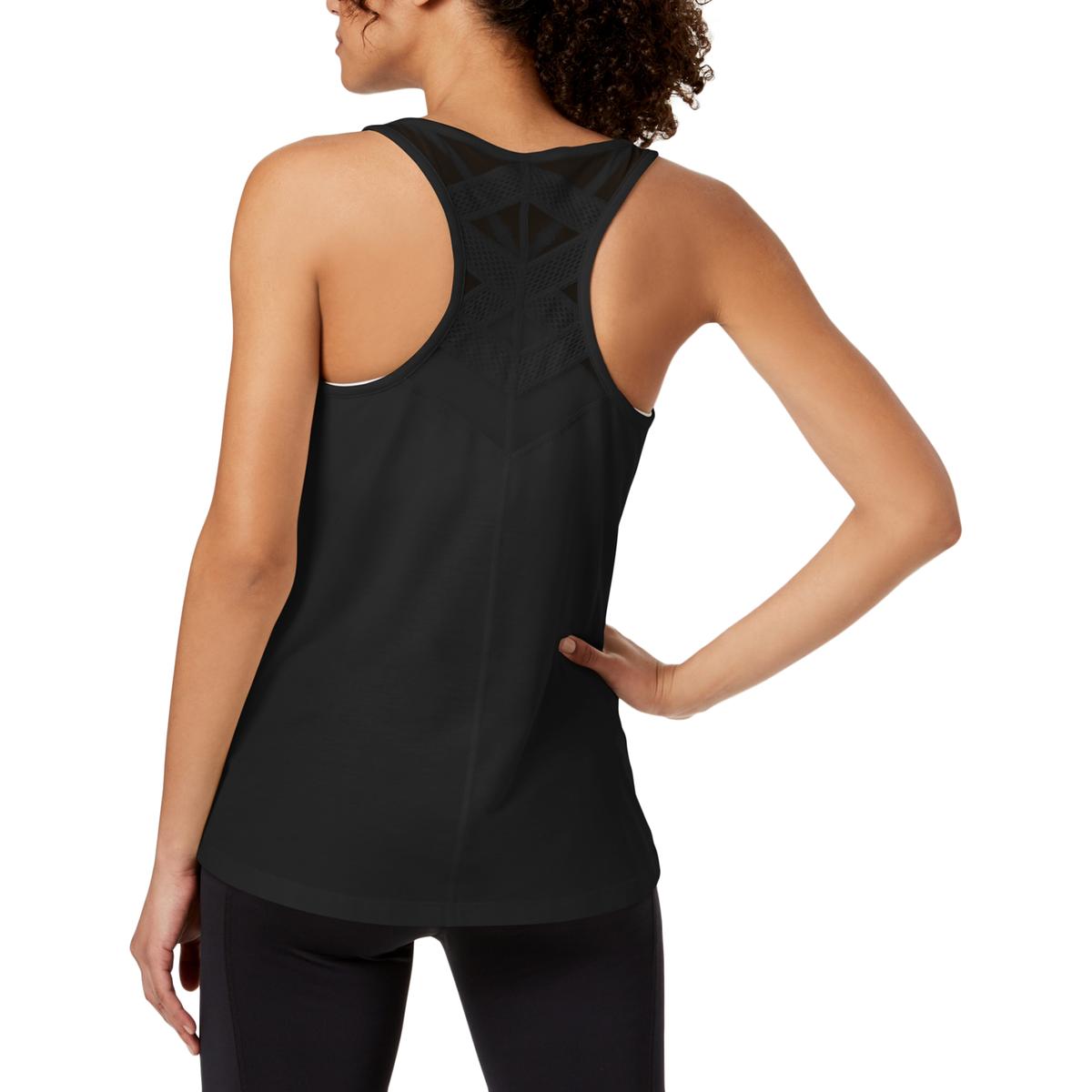 Ideology Womens Black Mesh Racerback Fitness Tank Top Athletic XL BHFO