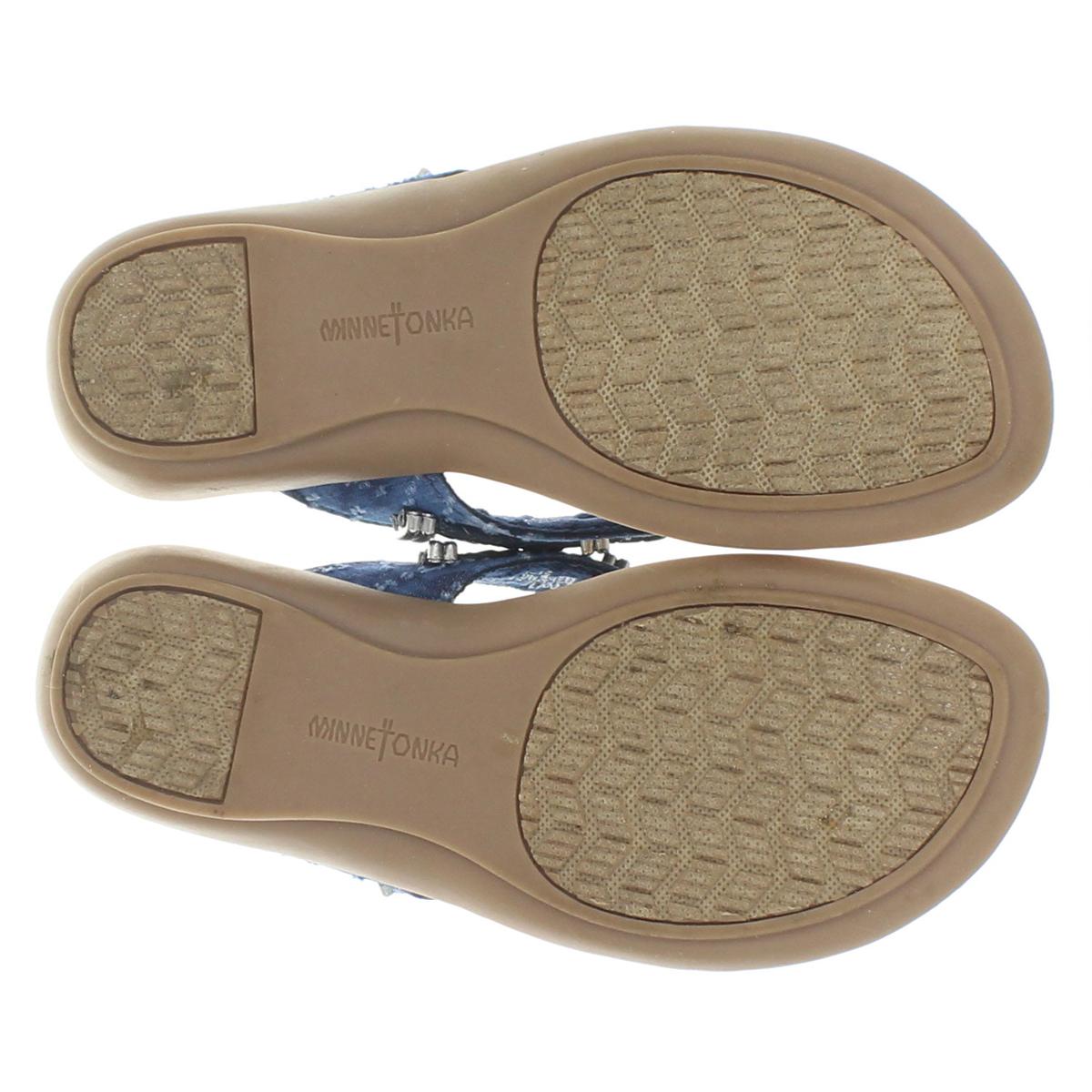 Minnetonka Womens Silverthorne Blue Thong Sandals Shoes 5 Wide (C,D,W) BHFO 5534 | eBay