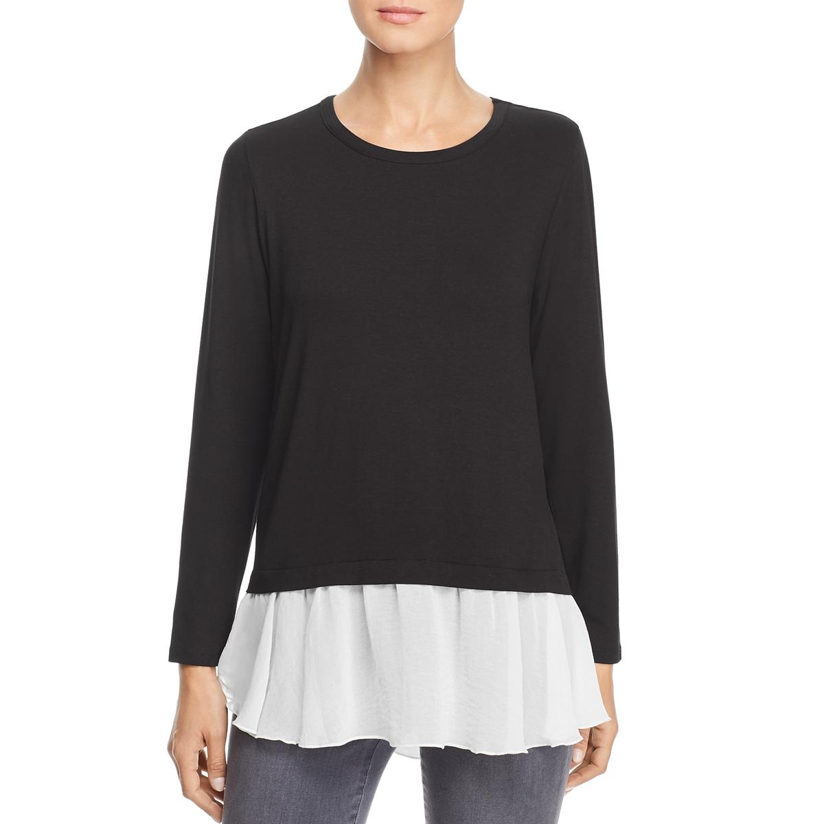 womens ruffle hem tops