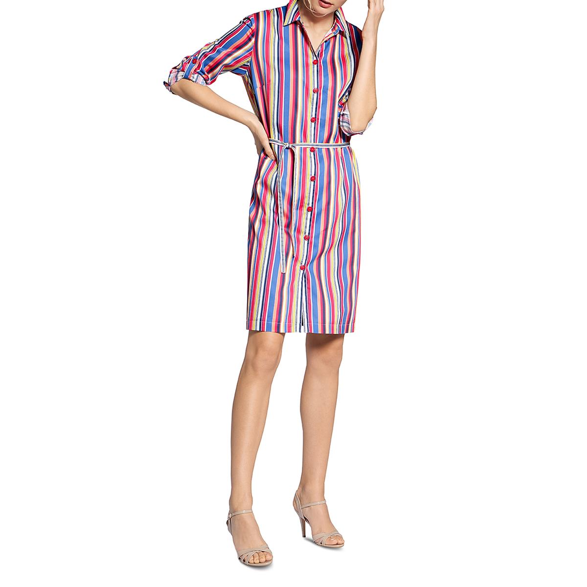 Basler Womens Striped Adjustable Sleeve Casual T-Shirt Dress Plus BHFO