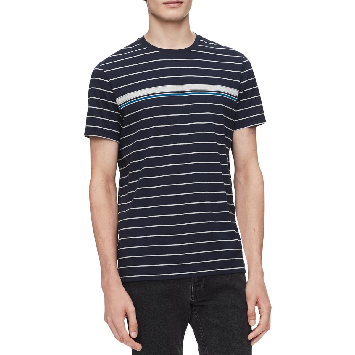 Calvin Klein Mens Navy Cotton Crew Neck Short Sleeves T-Shirt XS BHFO ...