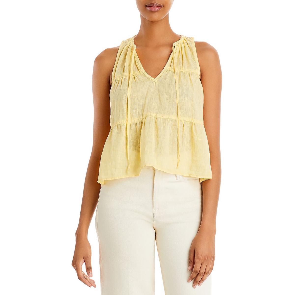 Bella Dahl Womens Linen Tie Neck Tiered Tank Top Shirt BHFO 7397