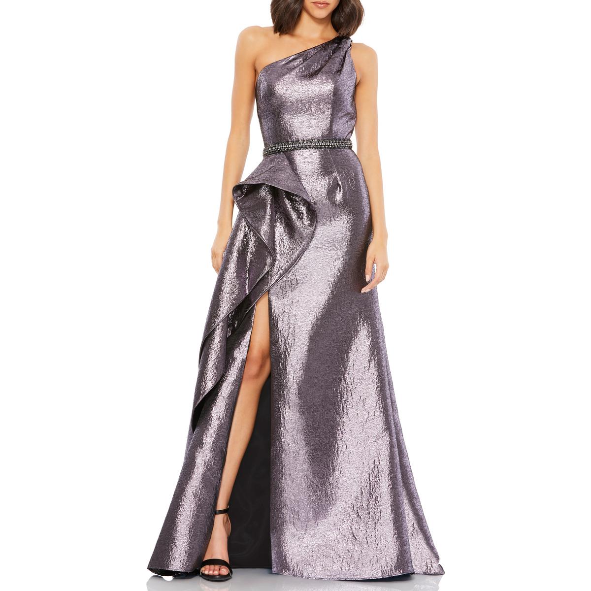 Pre-owned Mac Duggal Womens Metallic Long Special Occasion Evening Dress Gown Bhfo 3963 In Amethyst
