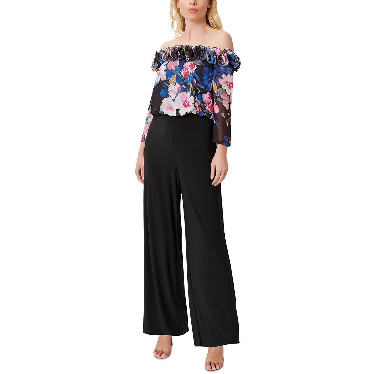 Adrianna Papell Womens Ruffled Floral Print Jumpsuit Plus BHFO