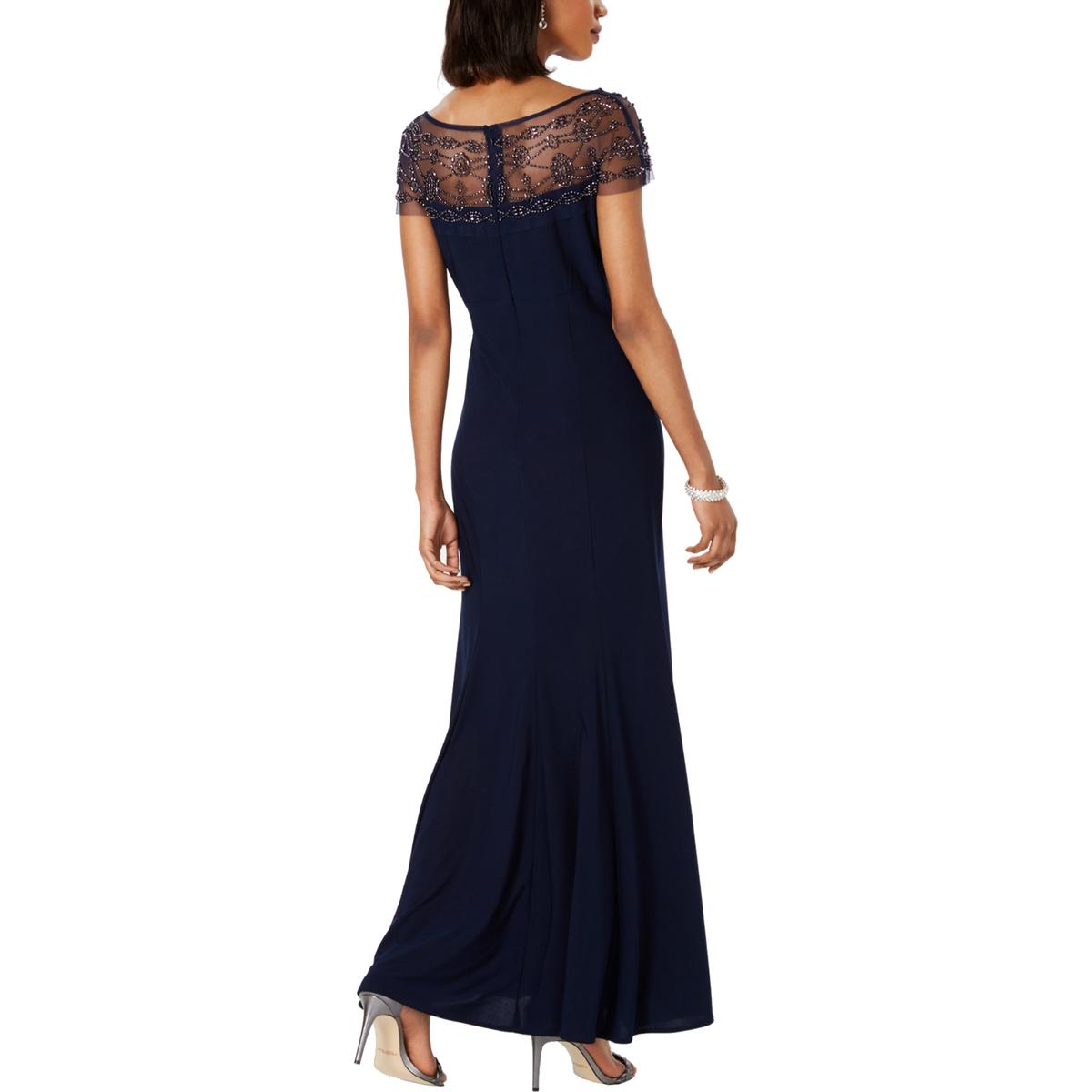 R&M Richards Womens Navy Beaded Black Tie Evening Dress Gown 12 BHFO ...