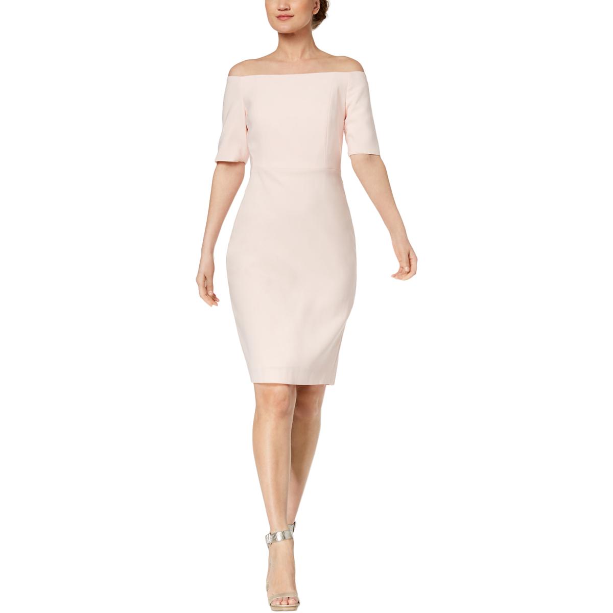 Calvin Klein Womens Pink Off-The-Shoulder Cocktail Sheath Dress 8 BHFO ...