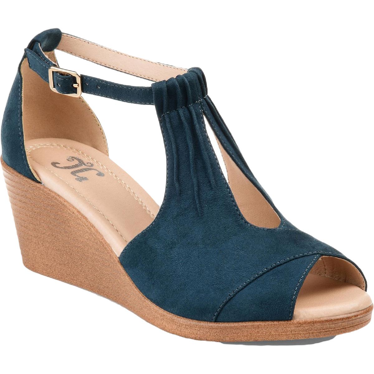 Женские туфли на танкетке Kedzie синего цвета из коллекции Journee Collection 8 Medium (B,M) BHFO 3005