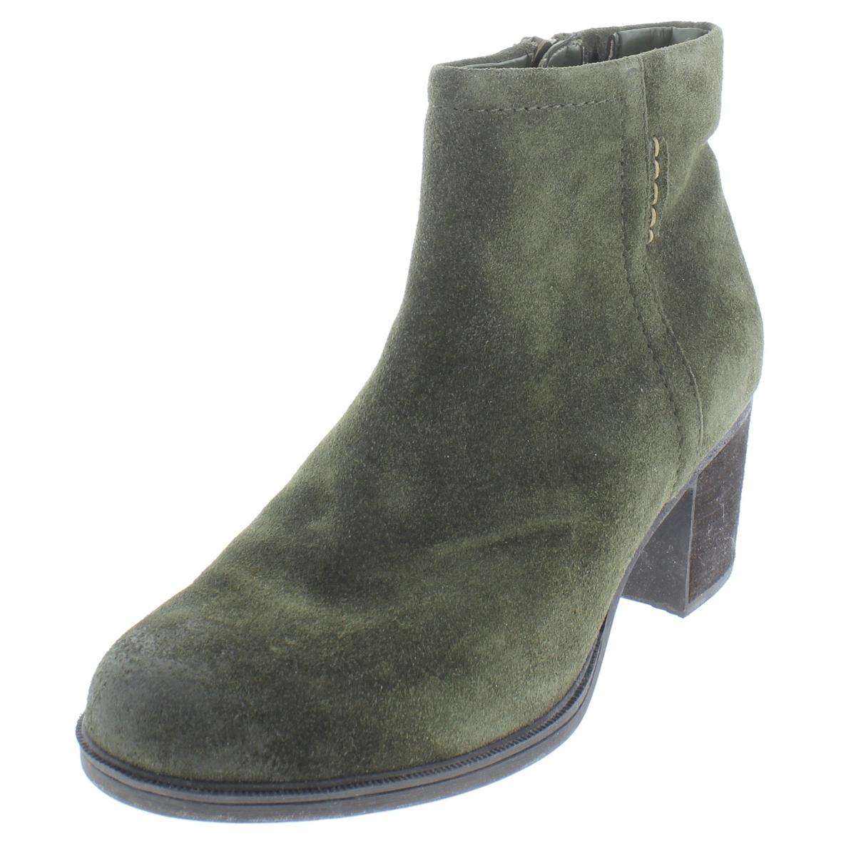 Rockport Womens Green Suede Stacked Heel Booties Shoes 7 Medium (B,M ...