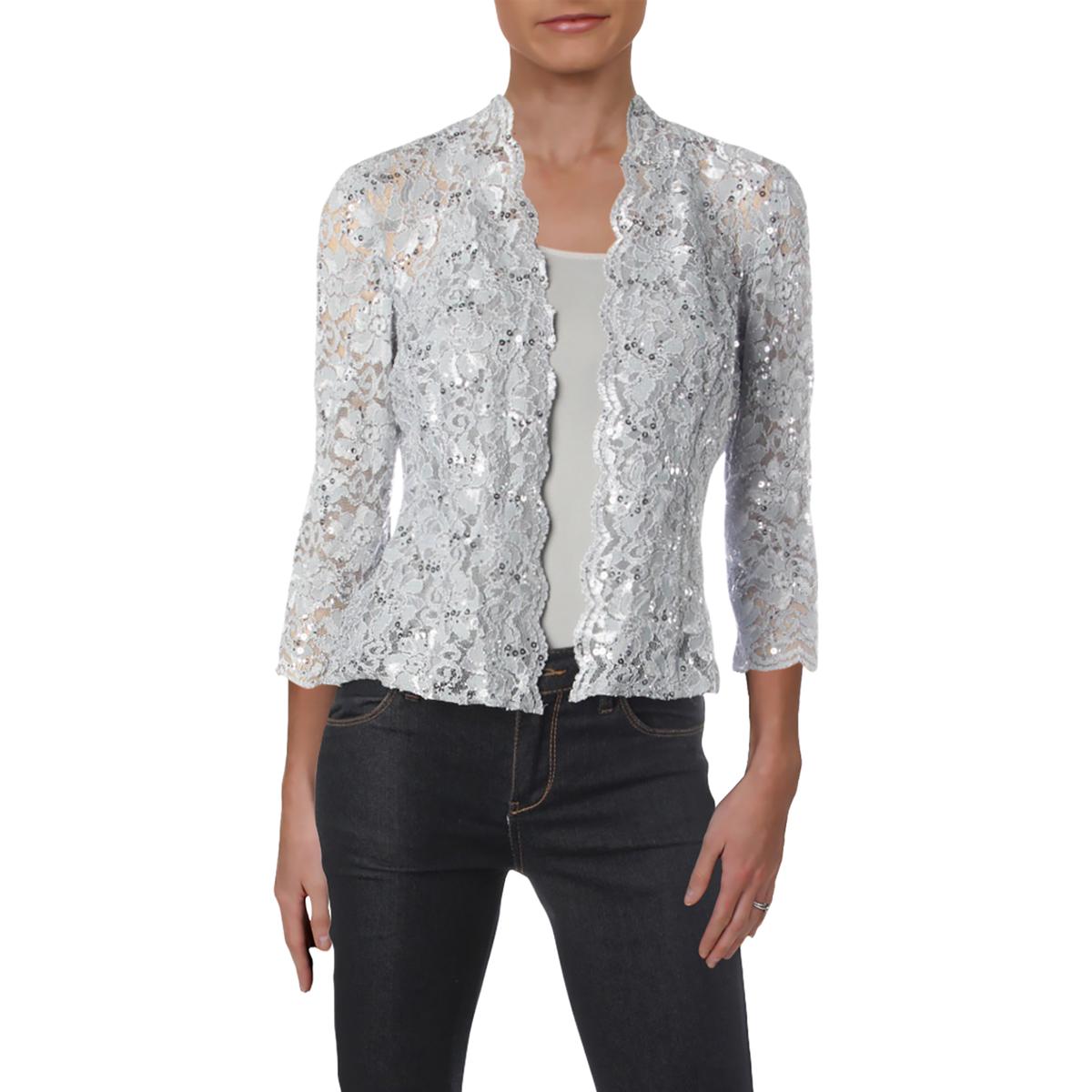 Alex Evenings Womens Gray Lace Sequined Jacket Plus 18 BHFO 5146 eBay