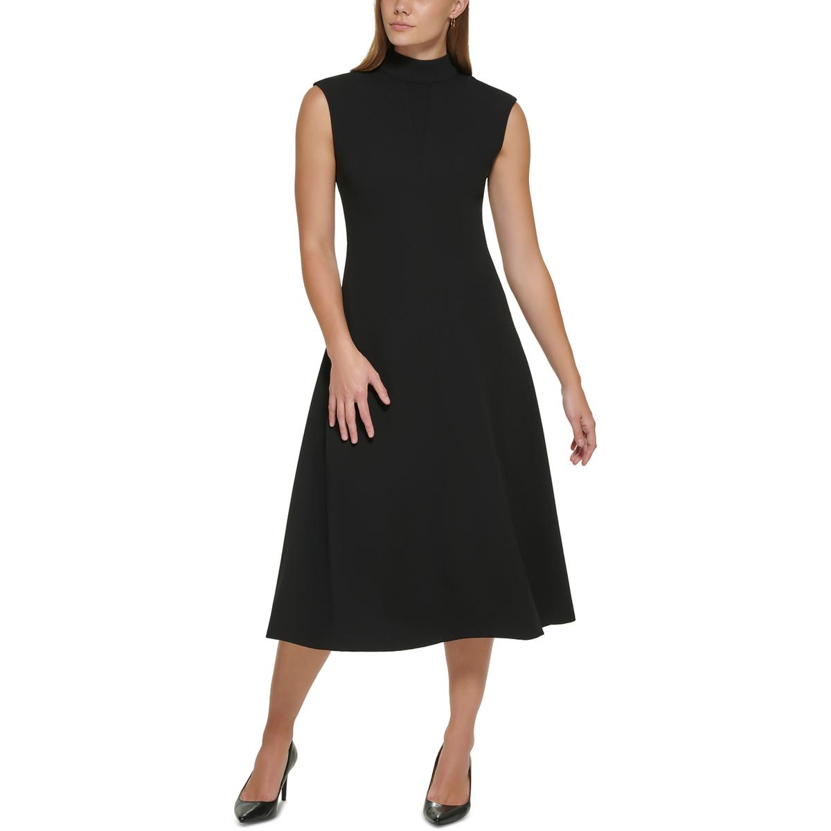 | Dress eBay Calvin Midi Flare Business BHFO 2347 & Womens Fit Mock Klein Neck