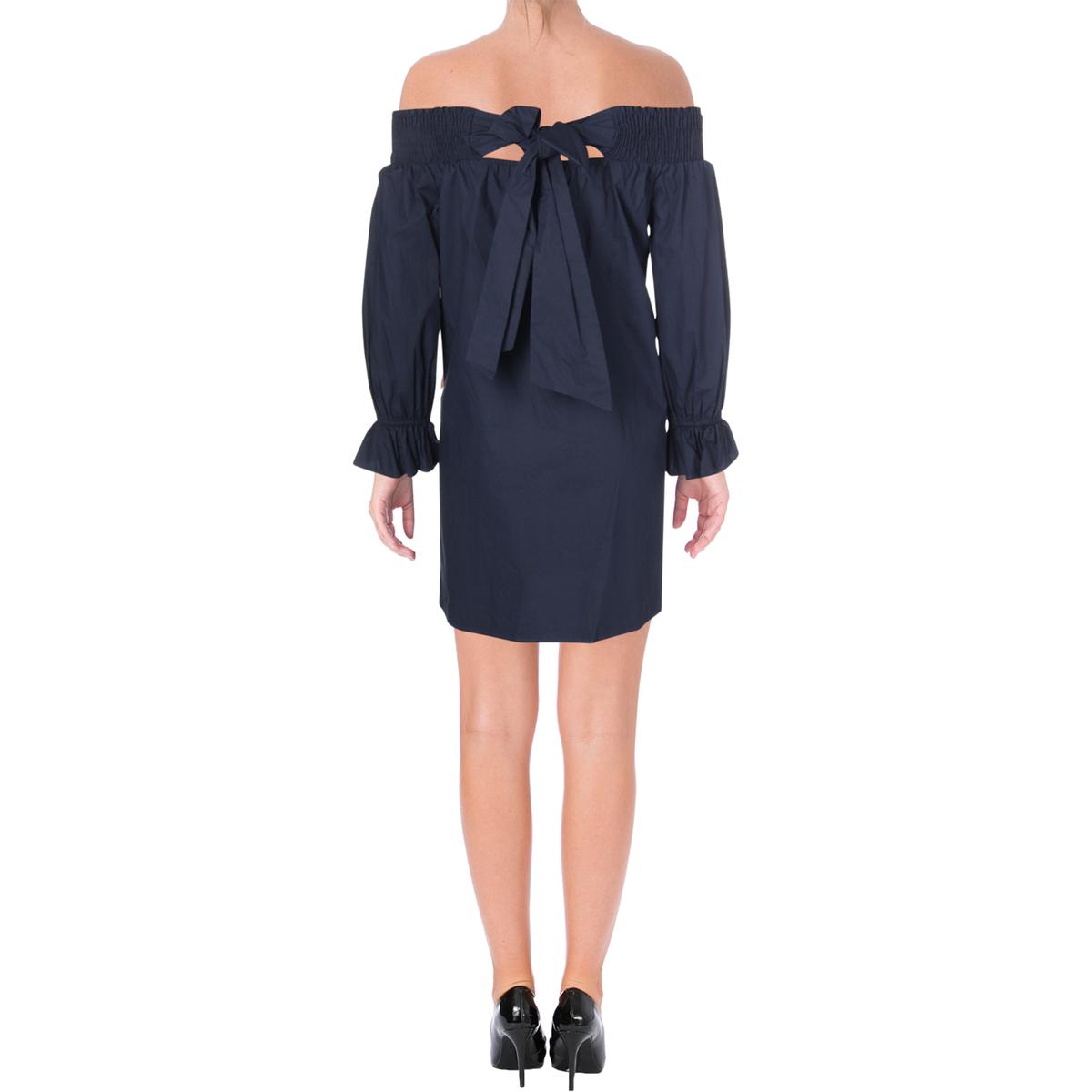 navy smocked midi dress