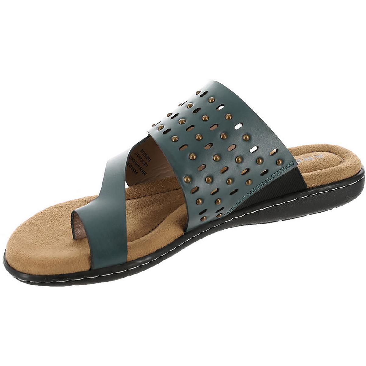 Array Womens Catalina Leather Studded Toe Loop Slide Sandals Shoes BHFO 9919 - Picture 4 of 5
