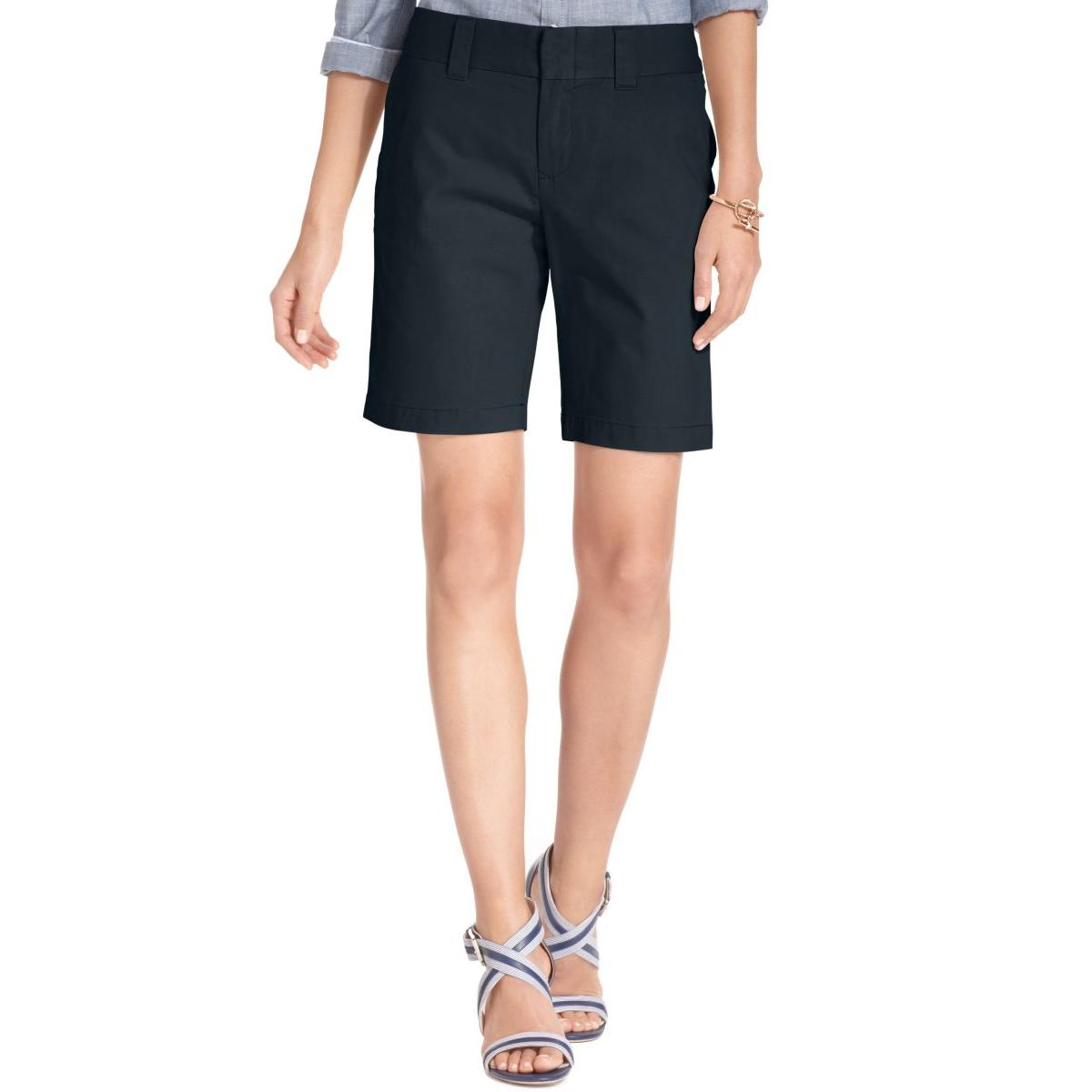Tommy Hilfiger 4216 Womens Twill Flat Front Bermuda, Walking Shorts
