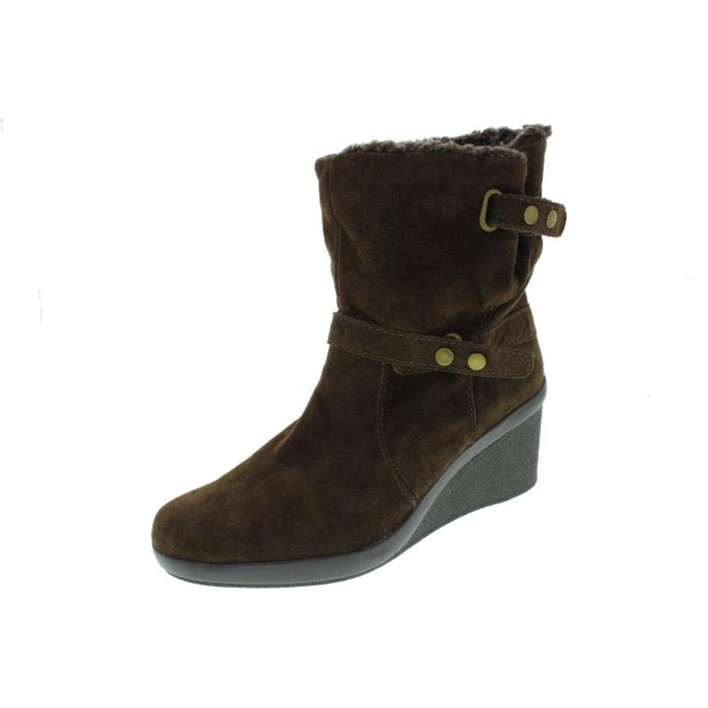 Nine West NEW Nasser Brown Suede Faux Fur Lined Wedges Ankle Boots ...