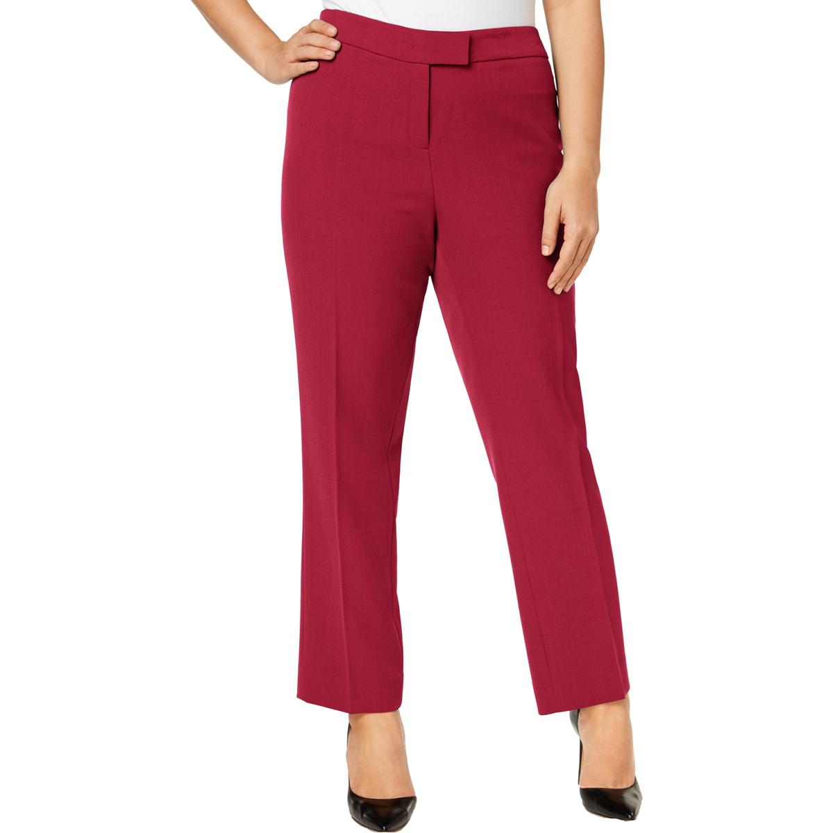 Anne Klein Womens Red Crepe Straight Leg Pants Trousers Plus 14W BHFO ...