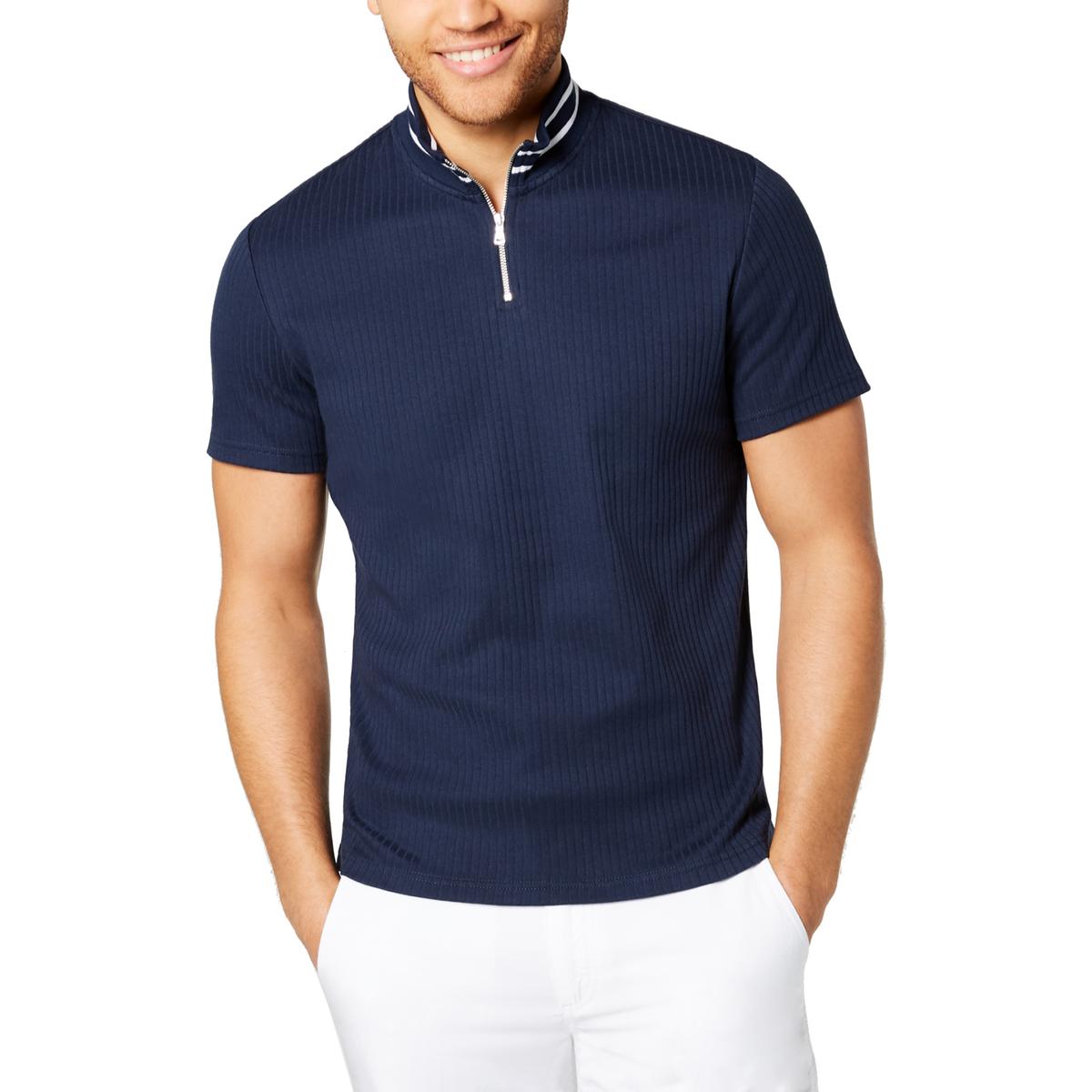 Download INC Mens Theme Navy Mock Neck 1/4 Zip Short Sleeves Polo ...
