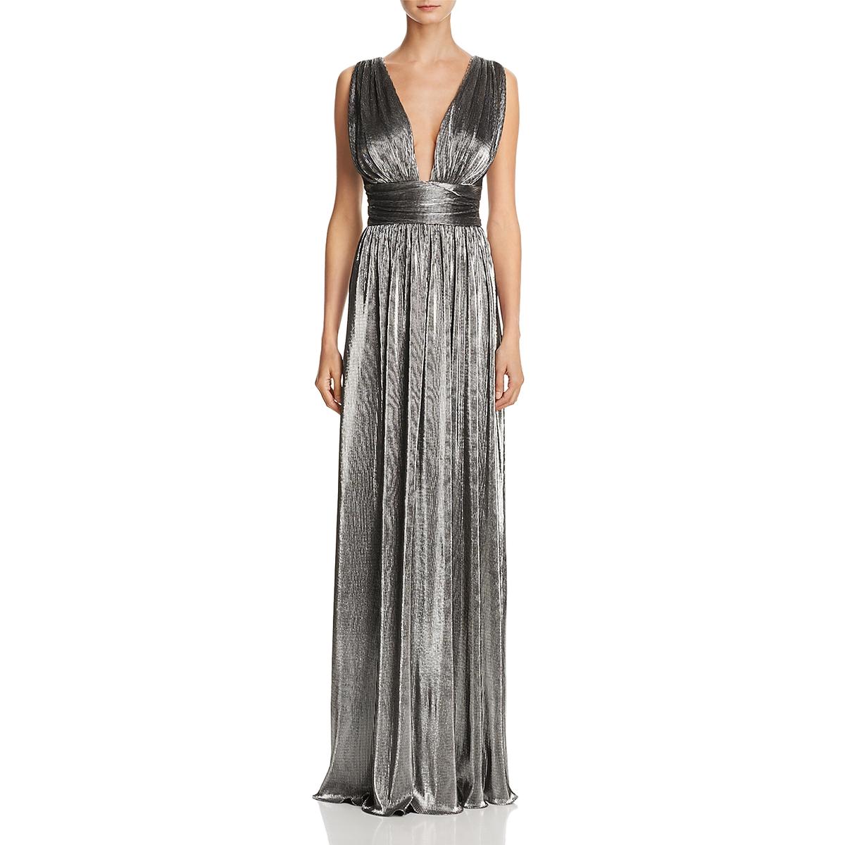 Laundry by Shelli Segal Womens Silver Metallic Evening Dress Gown 2 ...