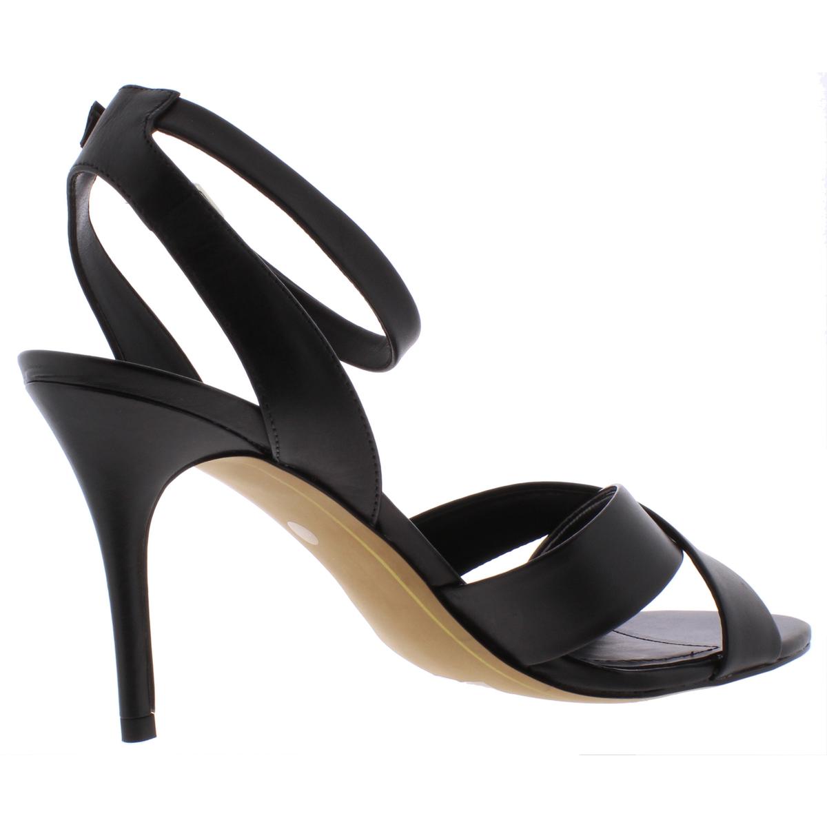 DKNY Womens Ivy Black Leather Heel Sandals Shoes 9.5 Medium (B,M) BHFO ...