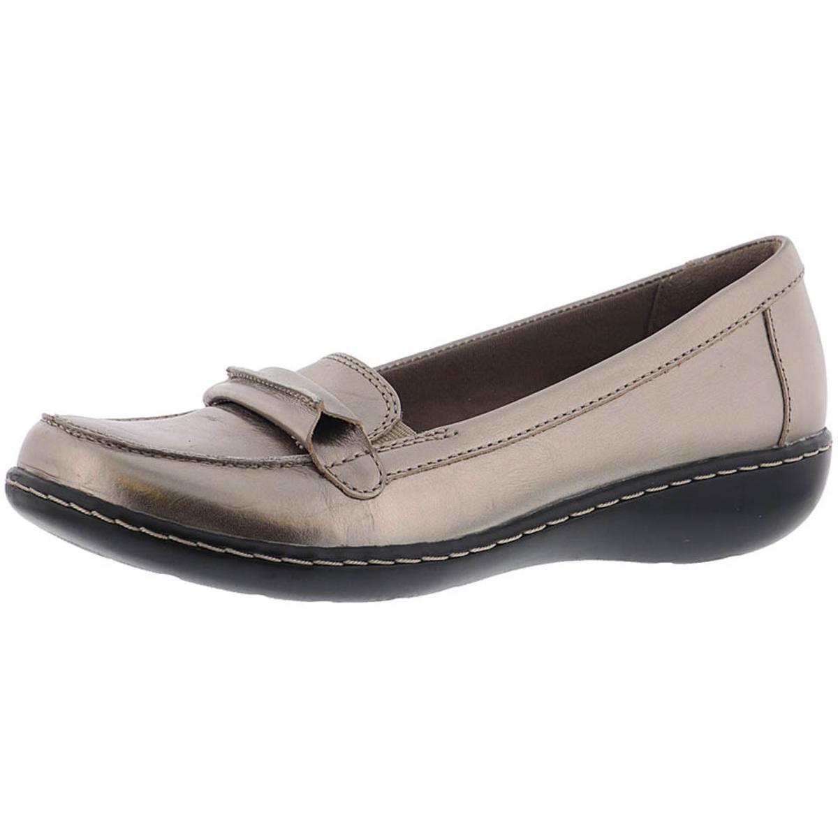 Clarks Womens Ashland Lily Metallic Loafers Shoes 8.5 Wide