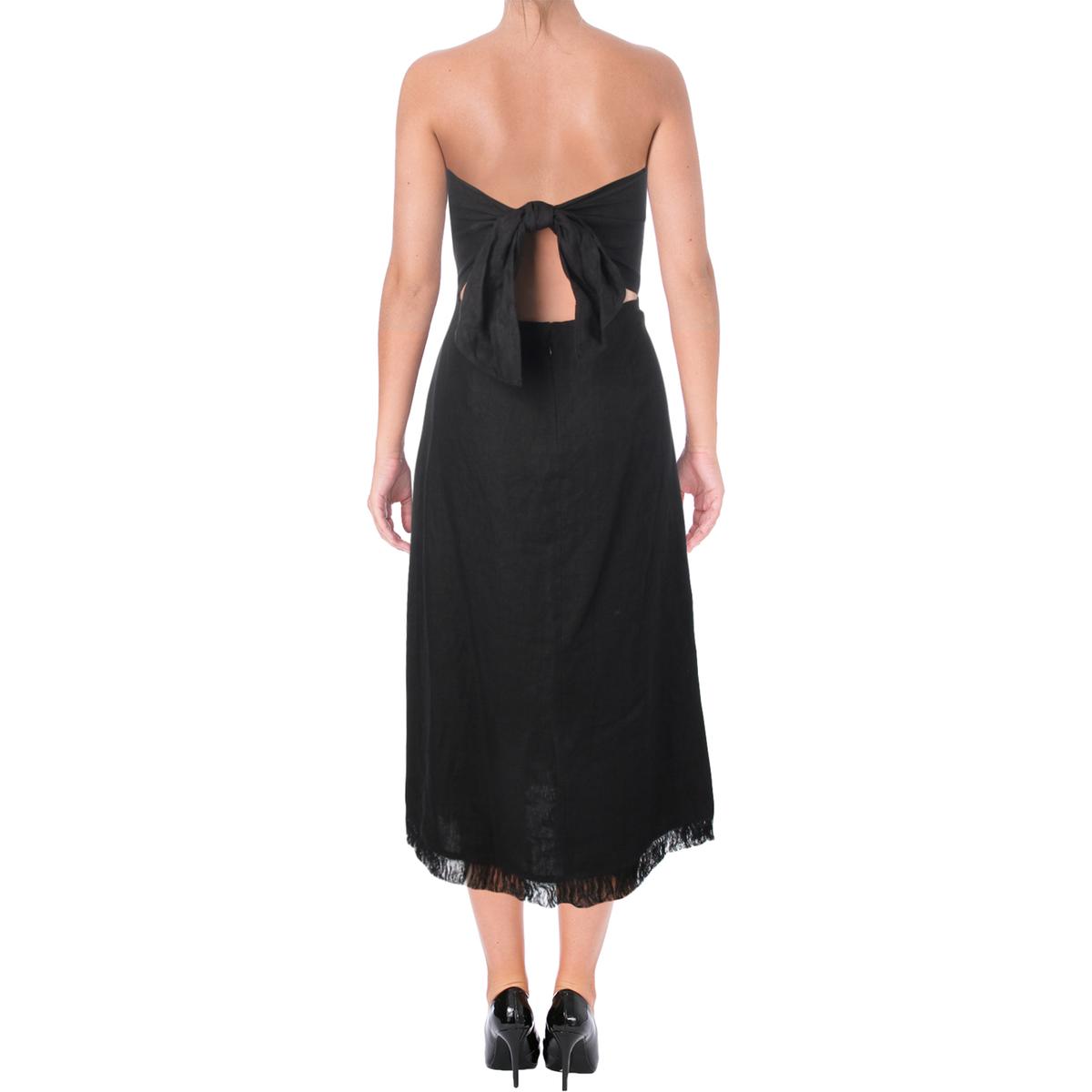 Theory Womens Phyly Black Linen Open Back Party Dress 00 BHFO 5777 | eBay