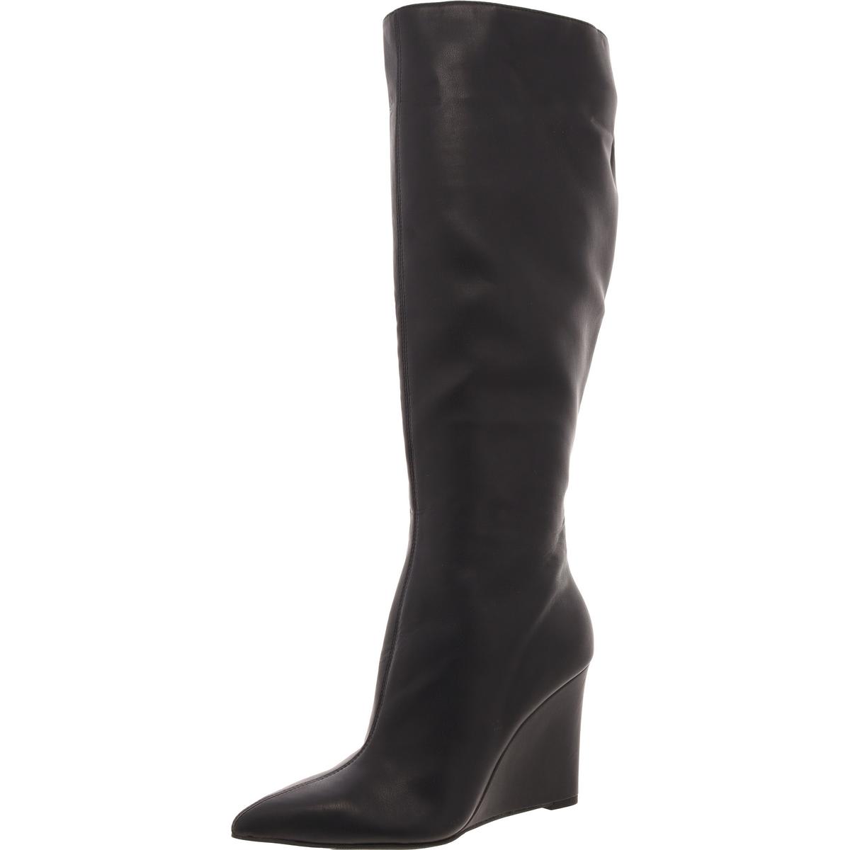 Open Edit Womens Faux Leather Knee-High Tall Wedge Boots Shoes BHFO 1920 - Picture 4 of 6