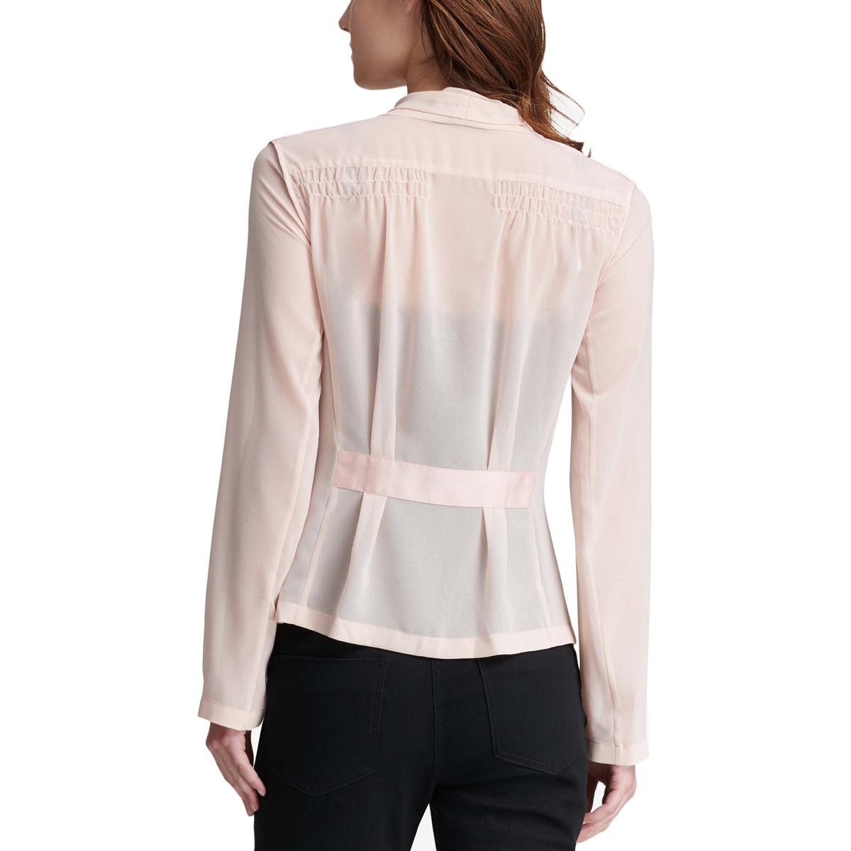 DKNY Womens Pink Sheer Night Out Party Blouse Top S BHFO 3768