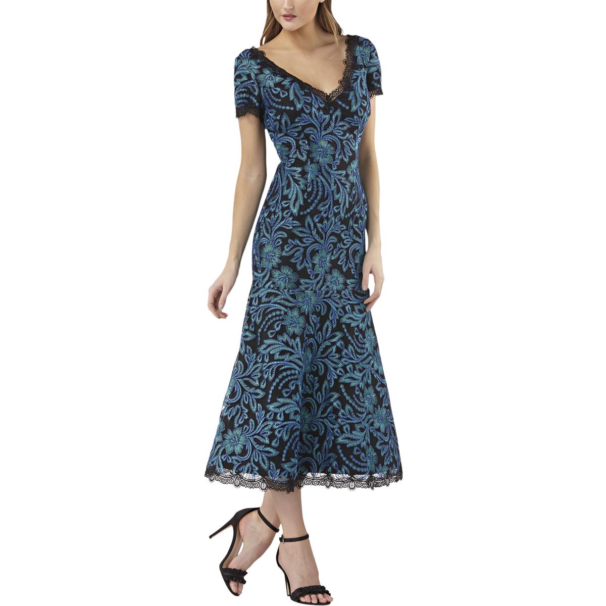 js collections embroidered mesh gown