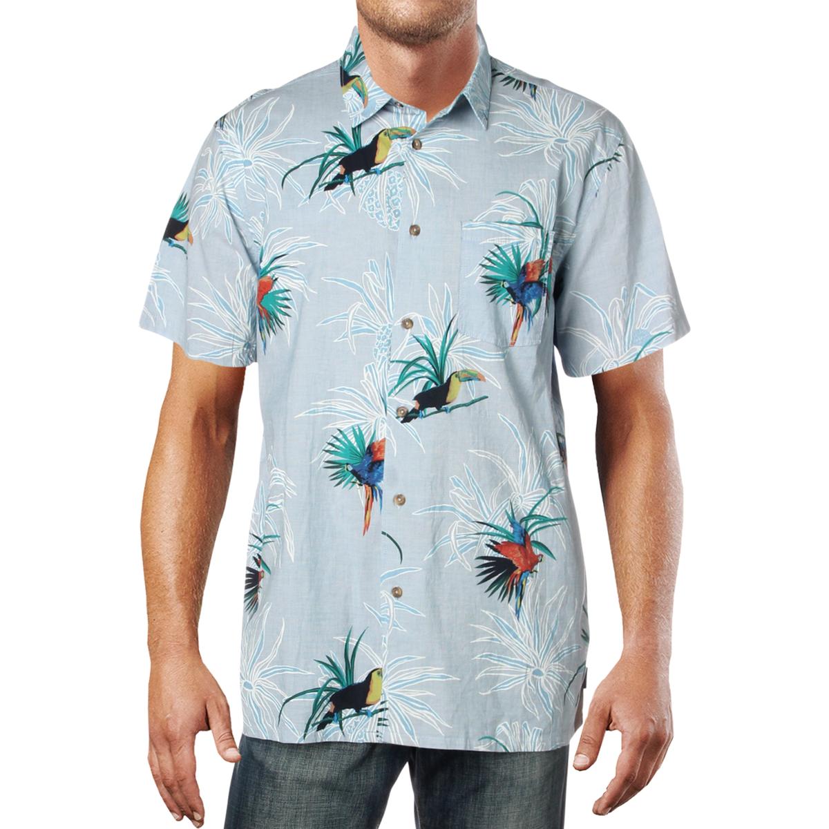 Billabong Mens Sundays Blue Tropical Print Button-Down Shirt XL BHFO ...