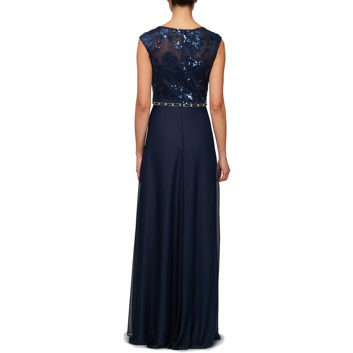 navy sequin evening gown